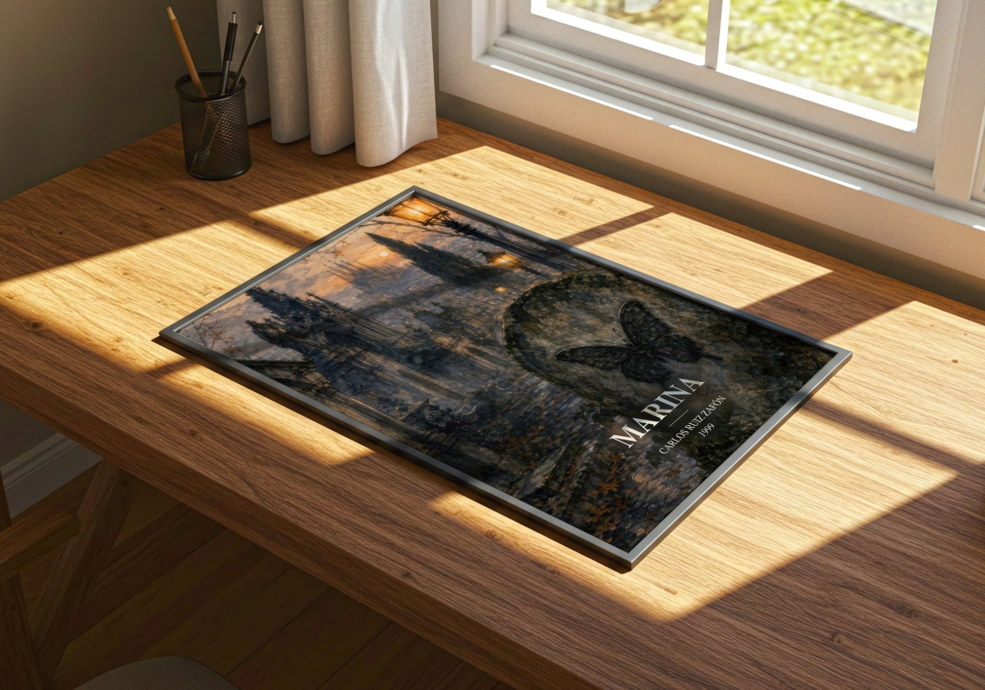 Marina watercolour book poster framed on wall – gothic wall art
