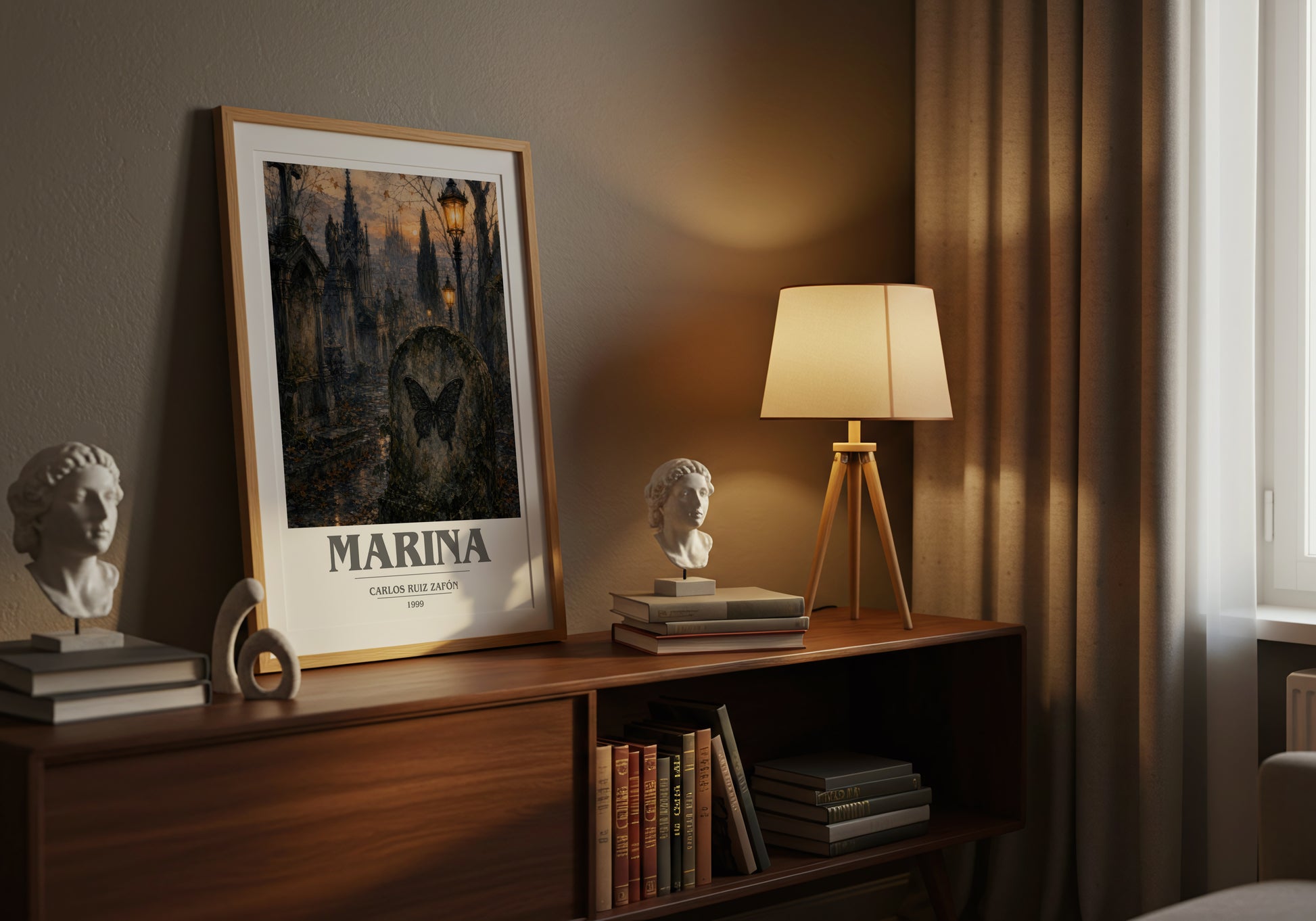 Marina book cover book poster framed on wall – gothic wall art