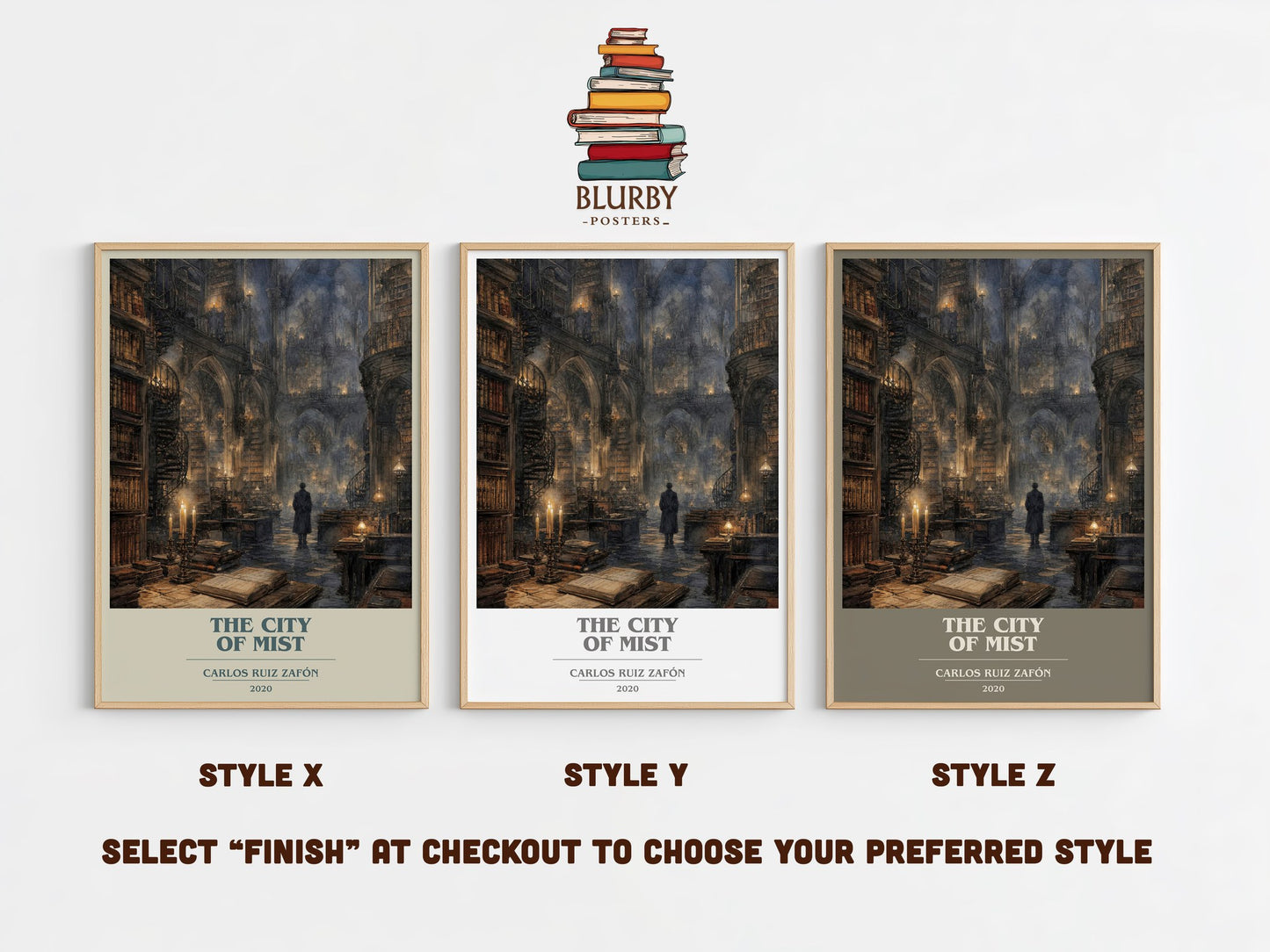 The City Of Mist book cover print in frame leaning in hallway – mystery wall art