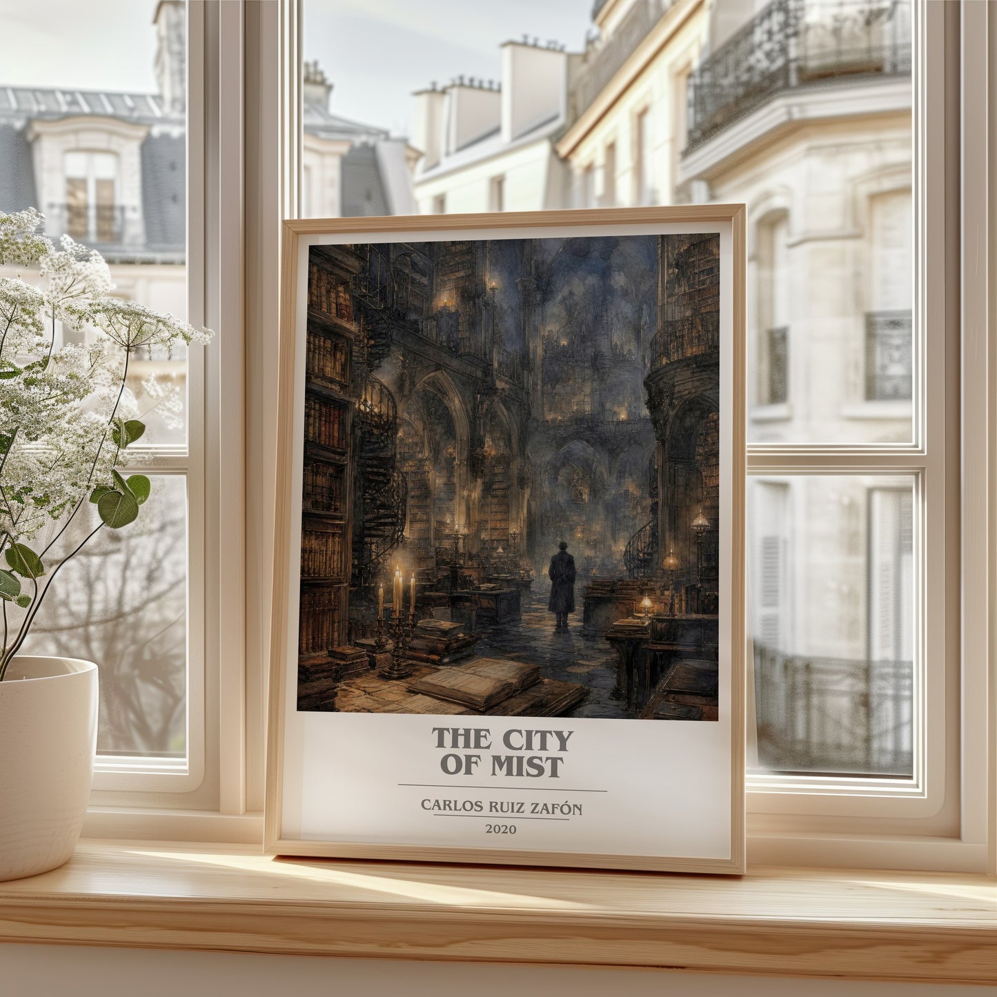 The City Of Mist book cover poster colour and style options – Carlos Ruiz Zafón book art