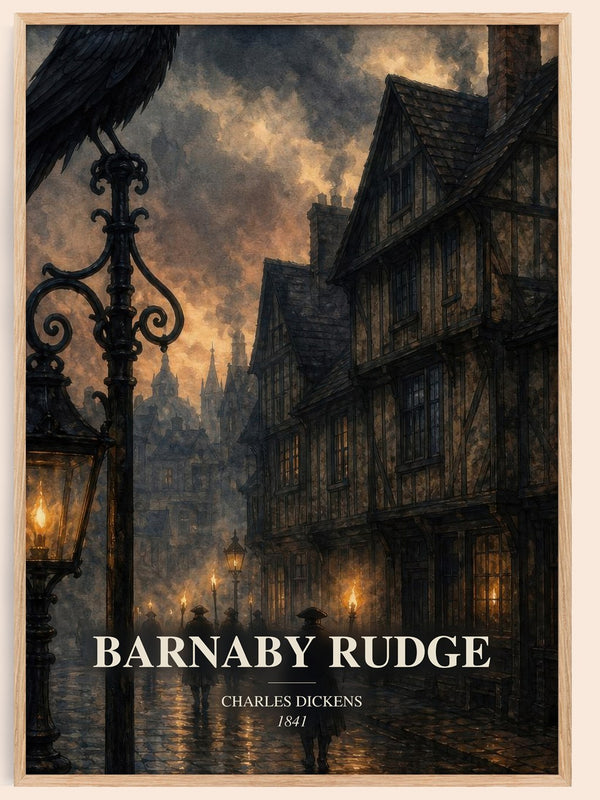 Barnaby Rudge watercolour book poster by Charles Dickens – framed literary art print