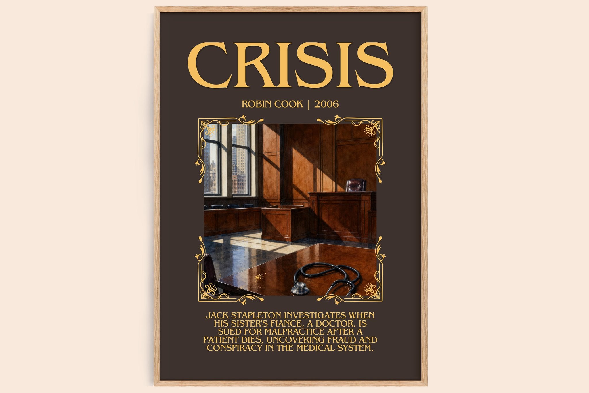 Crisis Minimalist Book Poster by Robin Cook