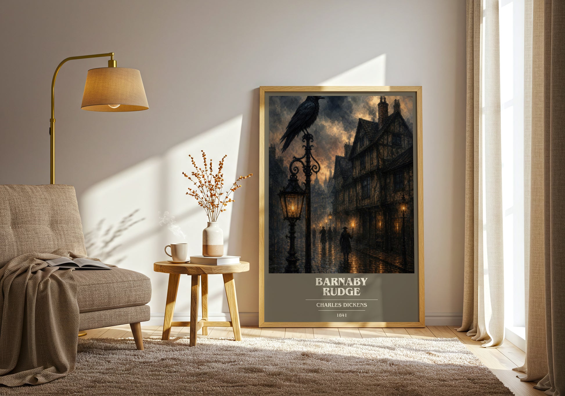 Barnaby Rudge book cover print on bookshelf – Charles Dickens fan gift