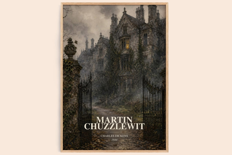Martin Chuzzlewit watercolour book poster by Charles Dickens – framed literary art print