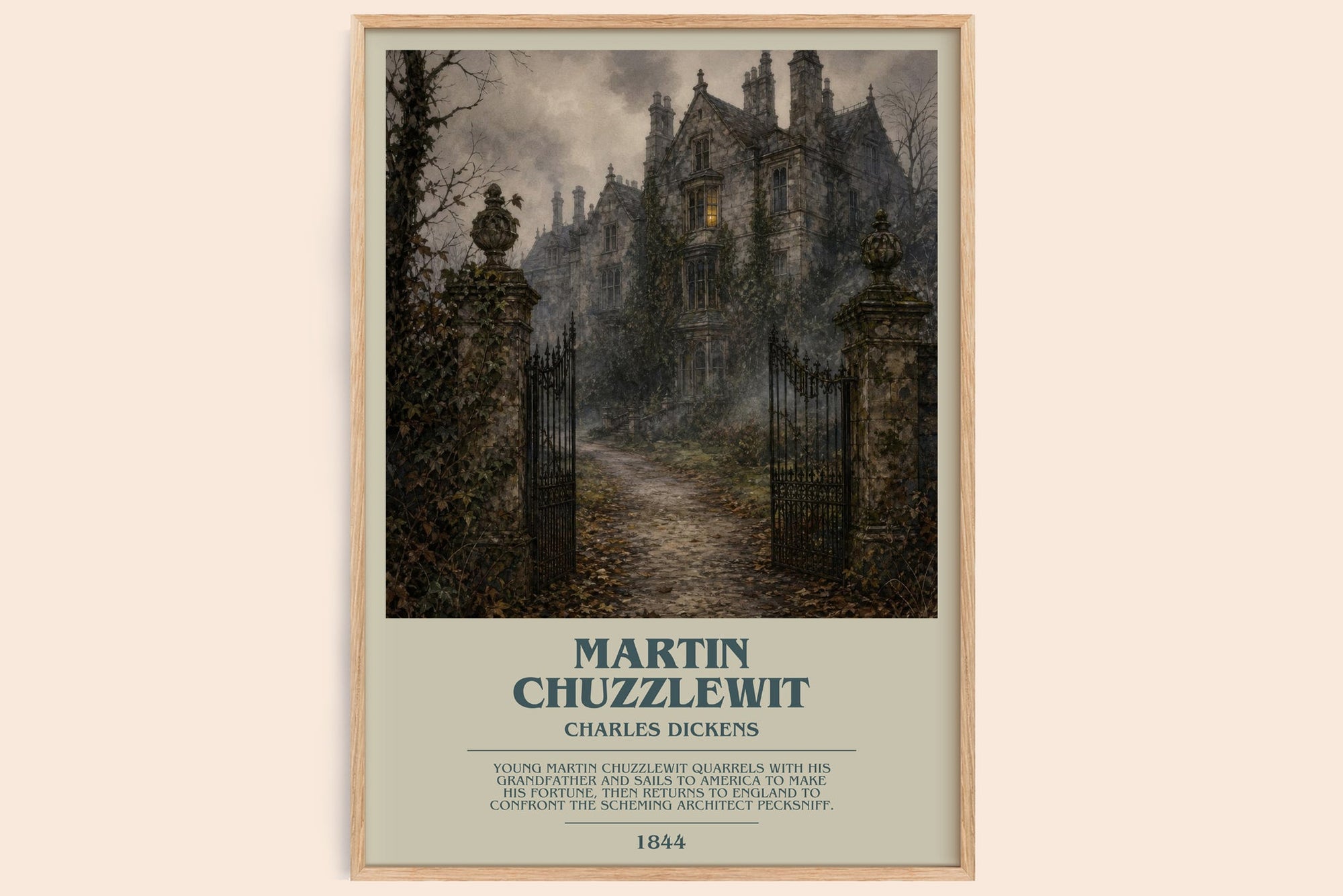Martin Chuzzlewit bookish book poster by Charles Dickens – framed literary art print