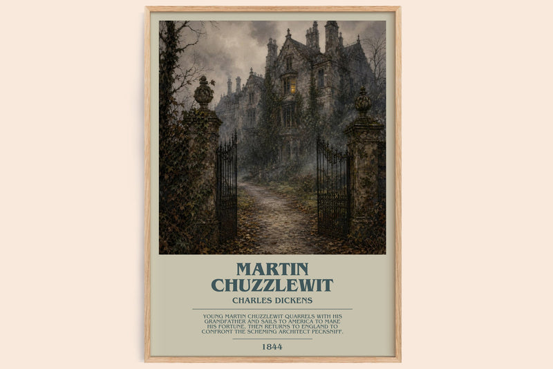 Martin Chuzzlewit bookish book poster by Charles Dickens – framed literary art print