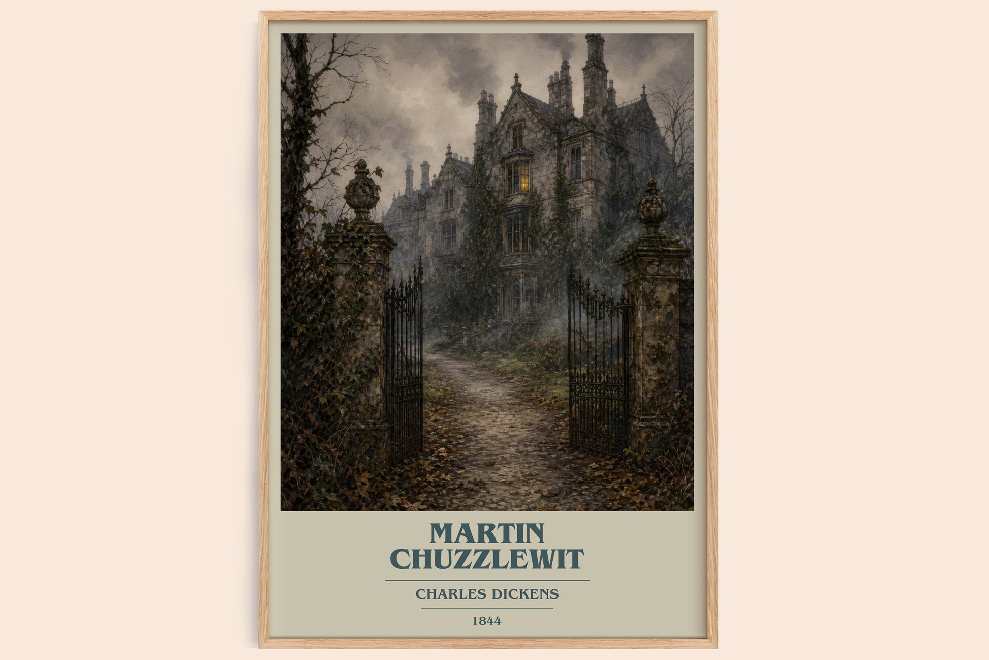 Martin Chuzzlewit book cover book poster by Charles Dickens – framed literary art print