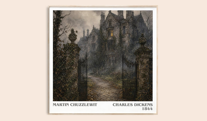 Martin Chuzzlewit literary book poster by Charles Dickens – framed literary art print