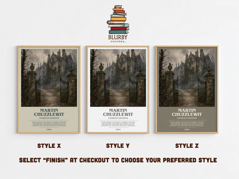 Martin Chuzzlewit bookish print in frame leaning in hallway – classic literature wall art