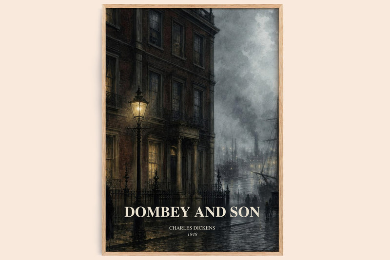 Dombey And Son watercolour book poster by Charles Dickens – framed literary art print