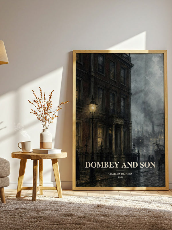 Dombey And Son watercolour print in frame leaning in hallway – classic literature wall art