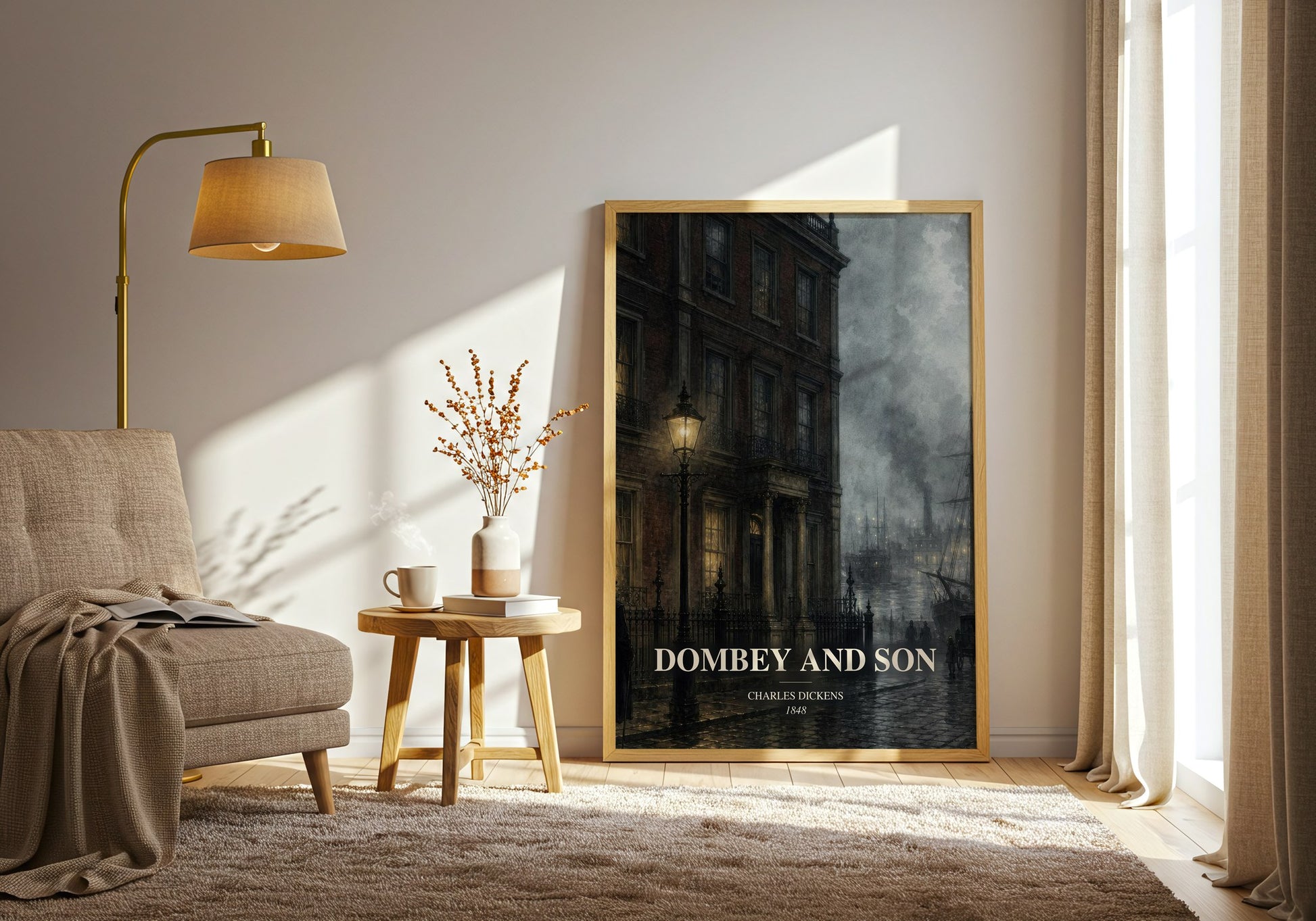 Dombey And Son watercolour print in frame leaning in hallway – classic literature wall art