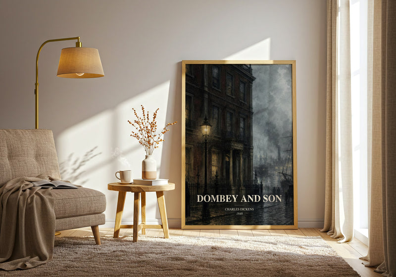 Dombey And Son watercolour print in frame leaning in hallway – classic literature wall art