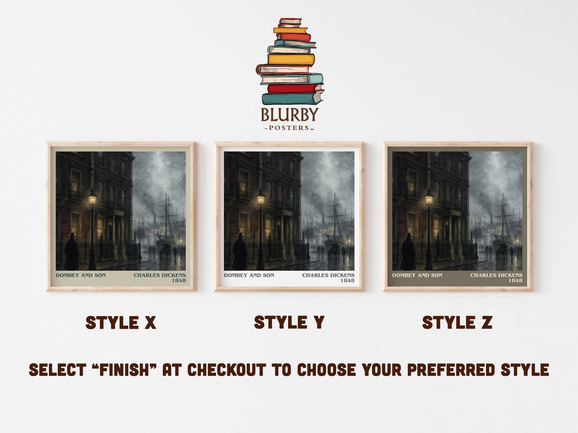 Dombey And Son literary print in frame leaning in hallway – classic literature wall art
