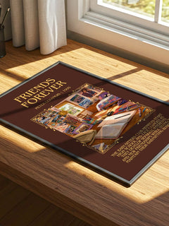 Friends Forever Minimalist Book Poster by Peter Lerangis – print on a sunlit desk