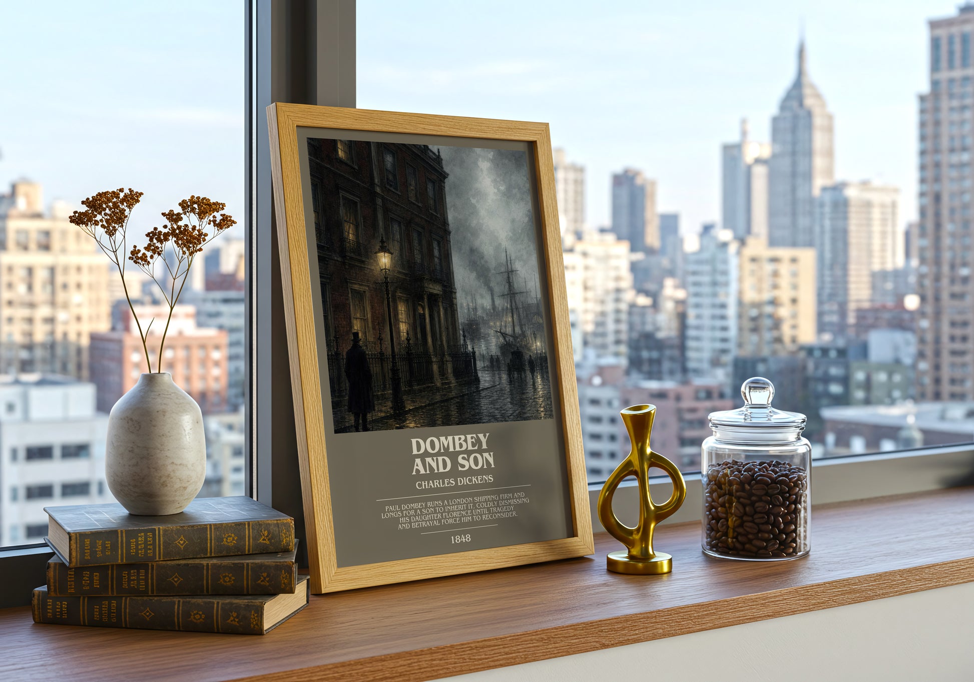 Dombey And Son bookish print framed by window – literary home decor