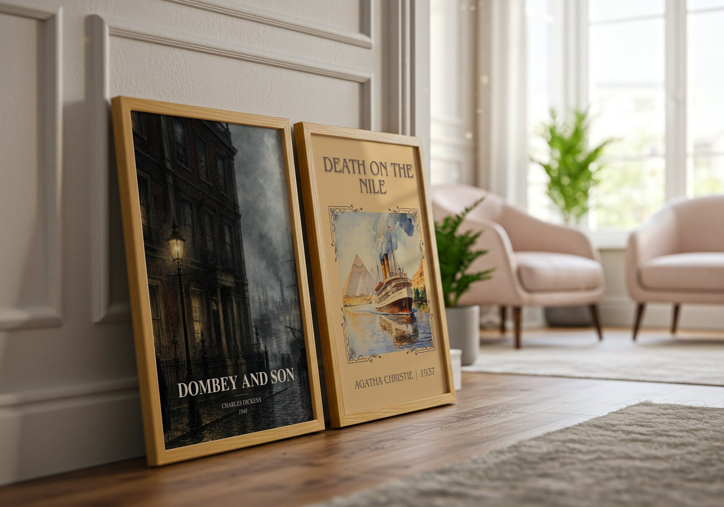 Dombey And Son watercolour print framed by window – literary home decor