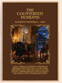 The Counterfeit Husband Minimalist Book Poster by Elizabeth Mansfield – book poster
