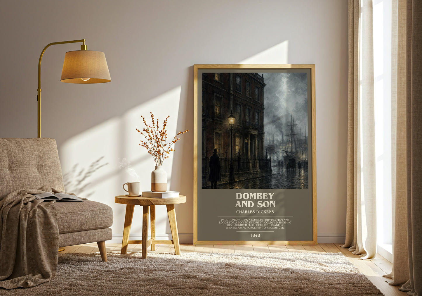 Dombey And Son bookish print on bookshelf – Charles Dickens fan gift