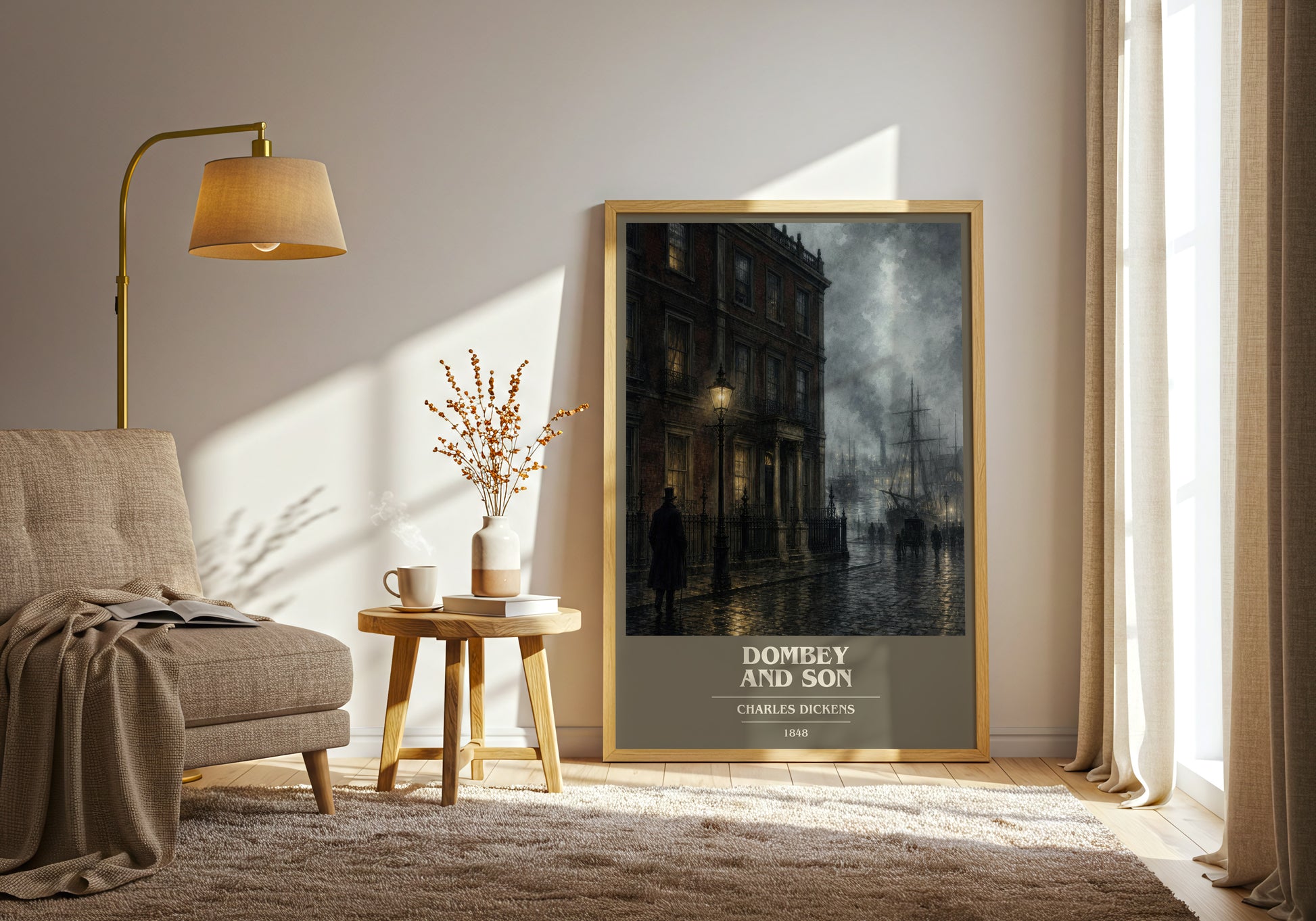 Dombey And Son book cover print on bookshelf – Charles Dickens fan gift