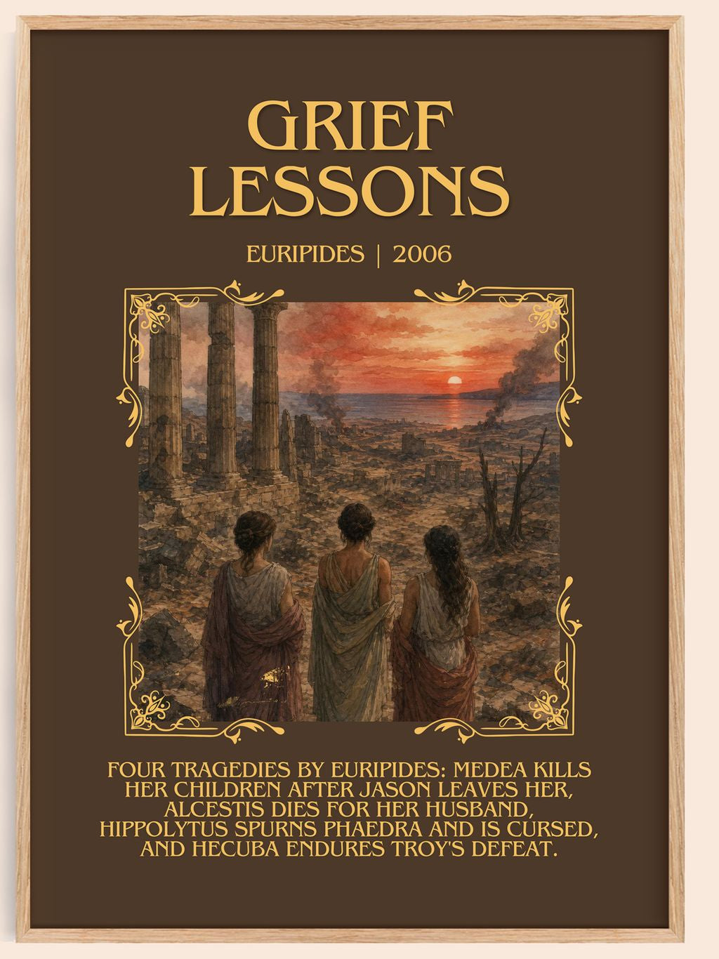 Grief Lessons Minimalist Book Poster by Euripides – book poster