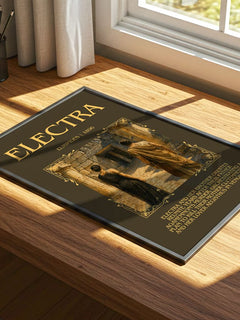 Electra Minimalist Book Poster by Euripides – print on a sunlit desk