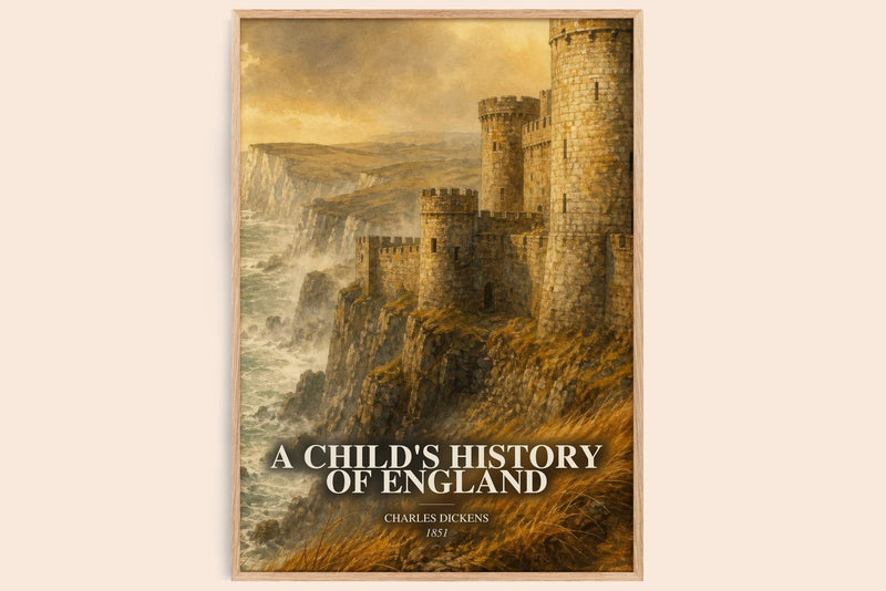 A Child'S History Of England watercolour book poster by Charles Dickens – framed literary art print