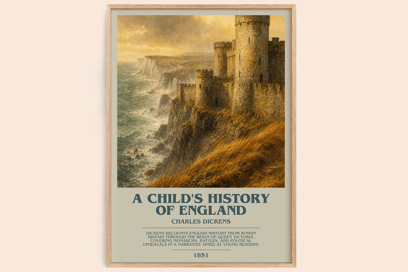 A Child'S History Of England bookish book poster by Charles Dickens – framed literary art print