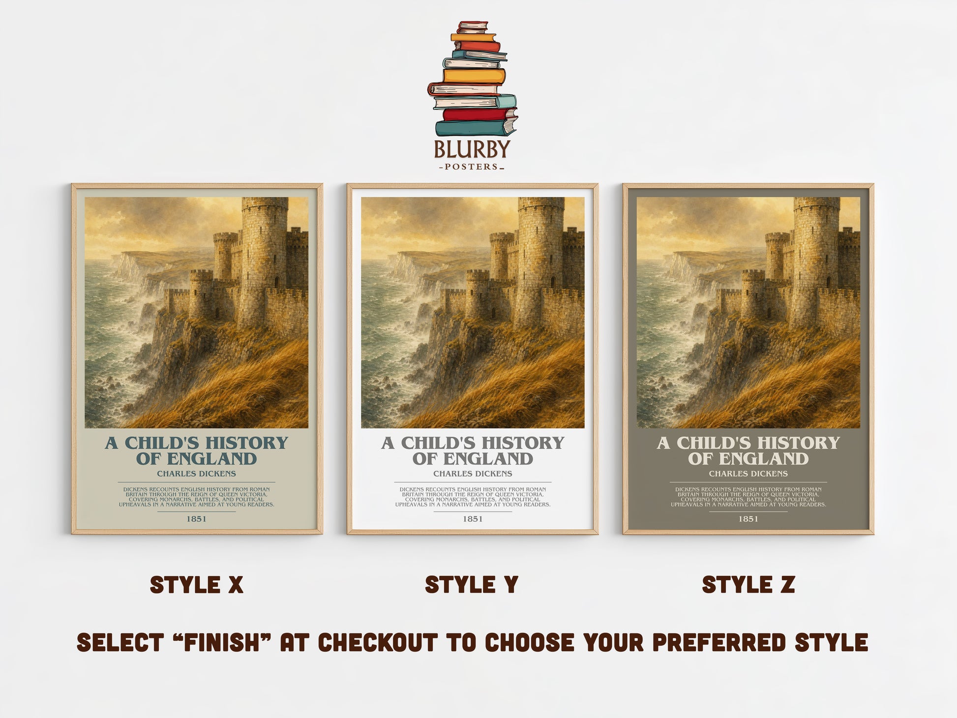 A Child'S History Of England bookish print in frame leaning in hallway – non fiction wall art
