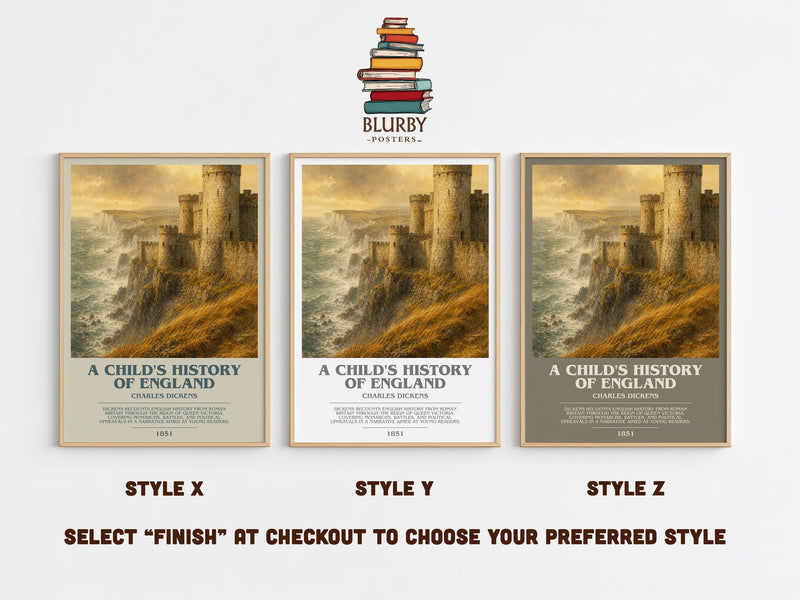 A Child'S History Of England bookish print in frame leaning in hallway – non fiction wall art
