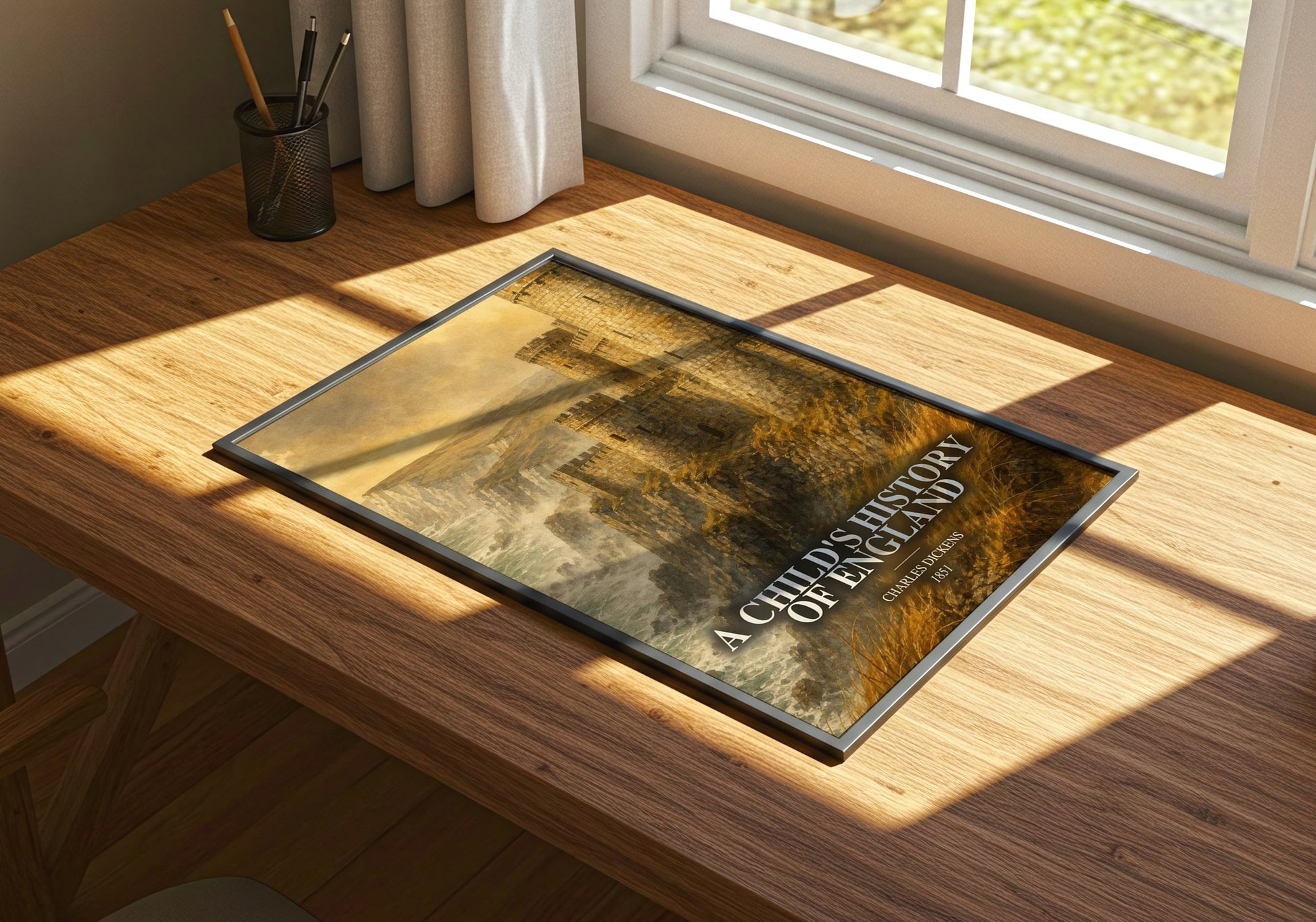 A Child'S History Of England watercolour book poster framed on wall – non fiction wall art