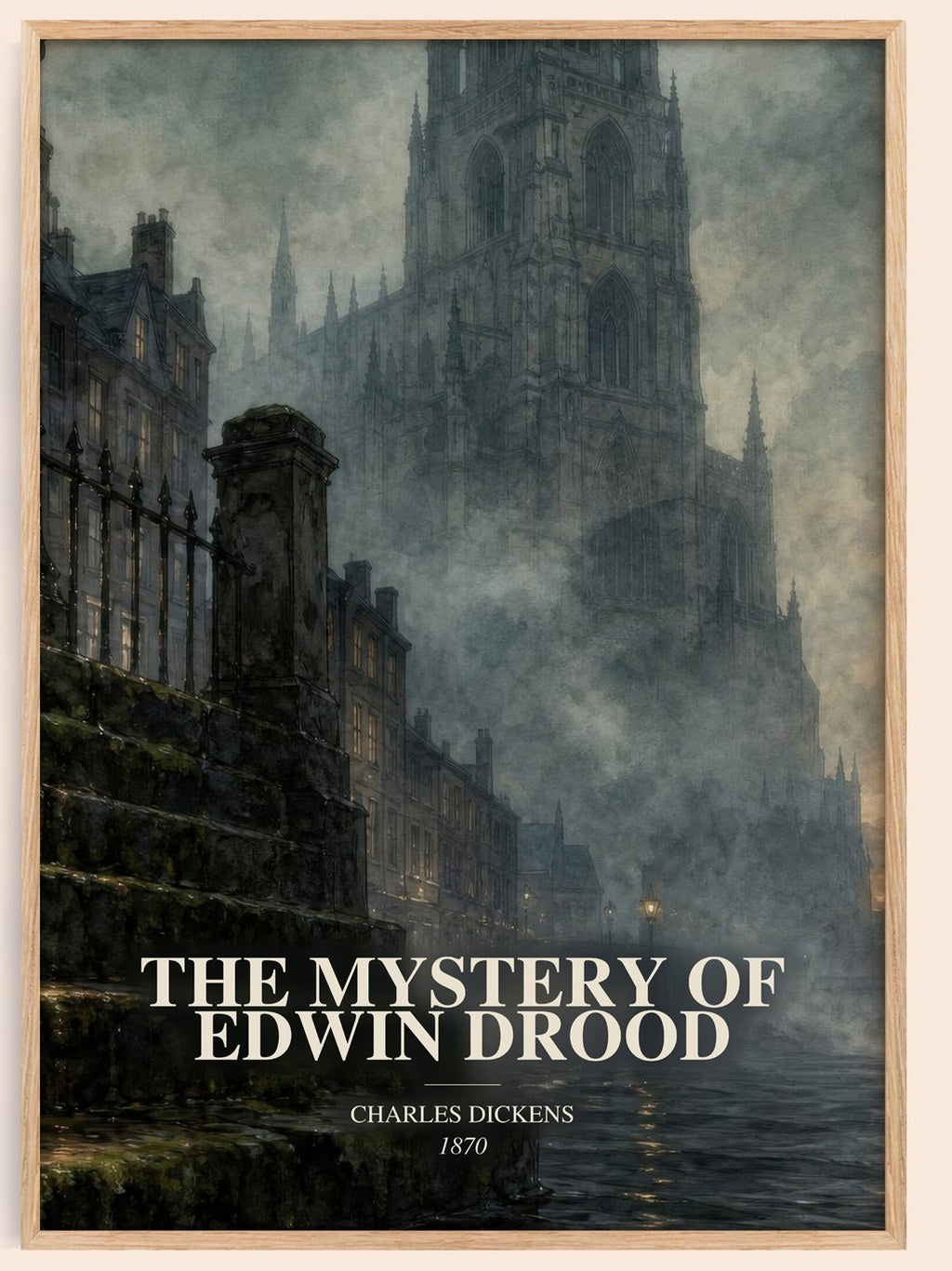 The Mystery Of Edwin Drood watercolour book poster by Charles Dickens – framed literary art print