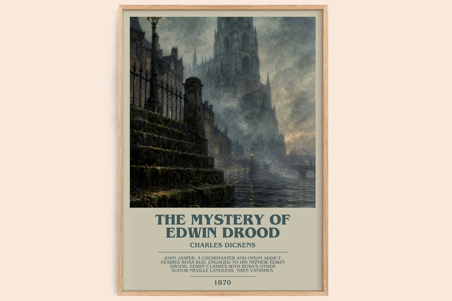 The Mystery Of Edwin Drood bookish book poster by Charles Dickens – framed literary art print