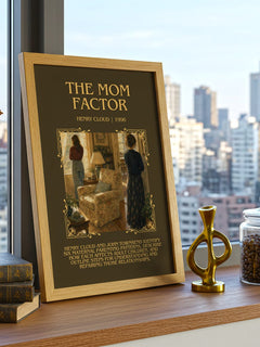 The Mom Factor Minimalist Book Poster by Henry Cloud – framed print on a city-view windowsill