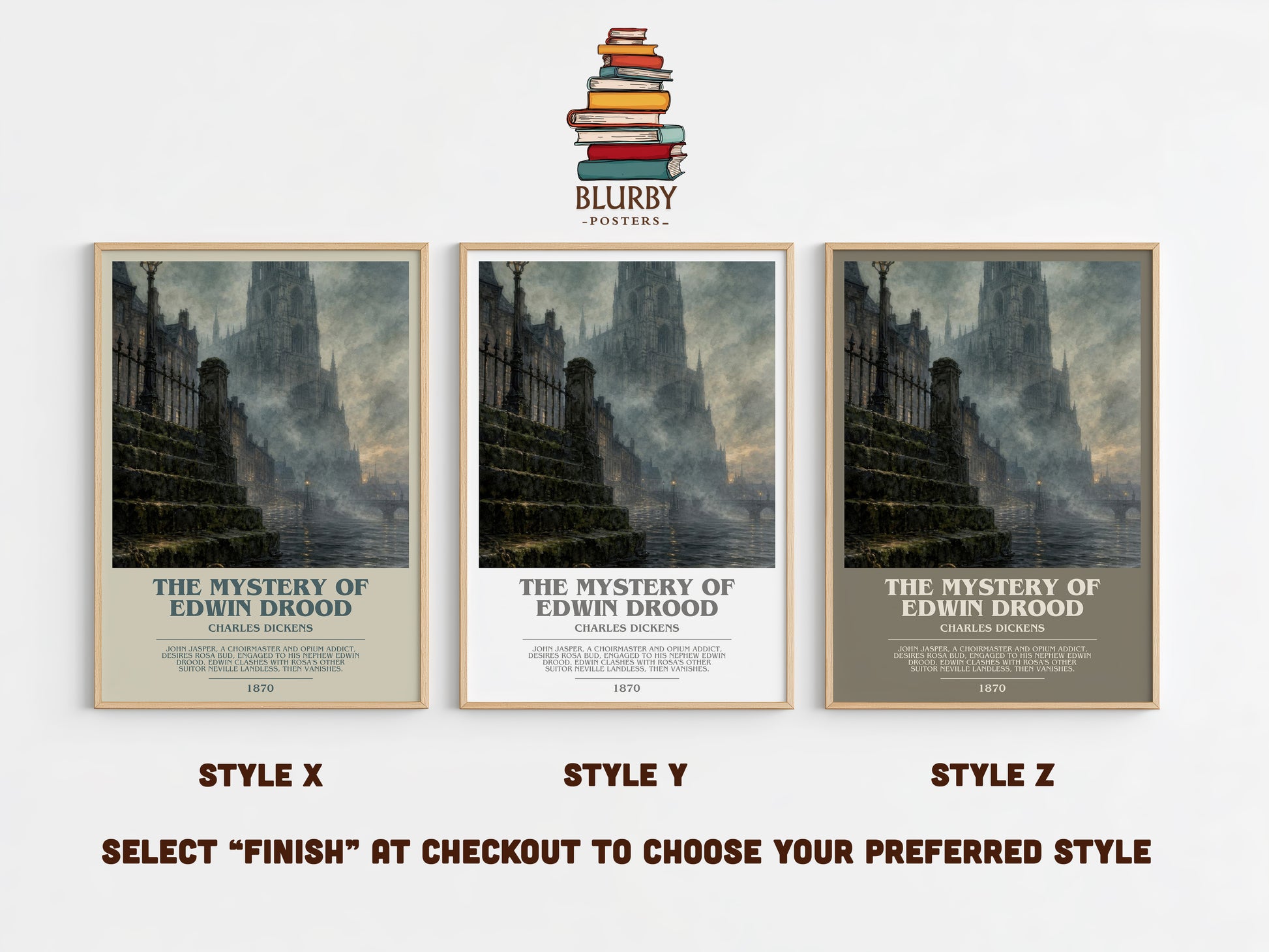 The Mystery Of Edwin Drood bookish print in frame leaning in hallway – mystery wall art