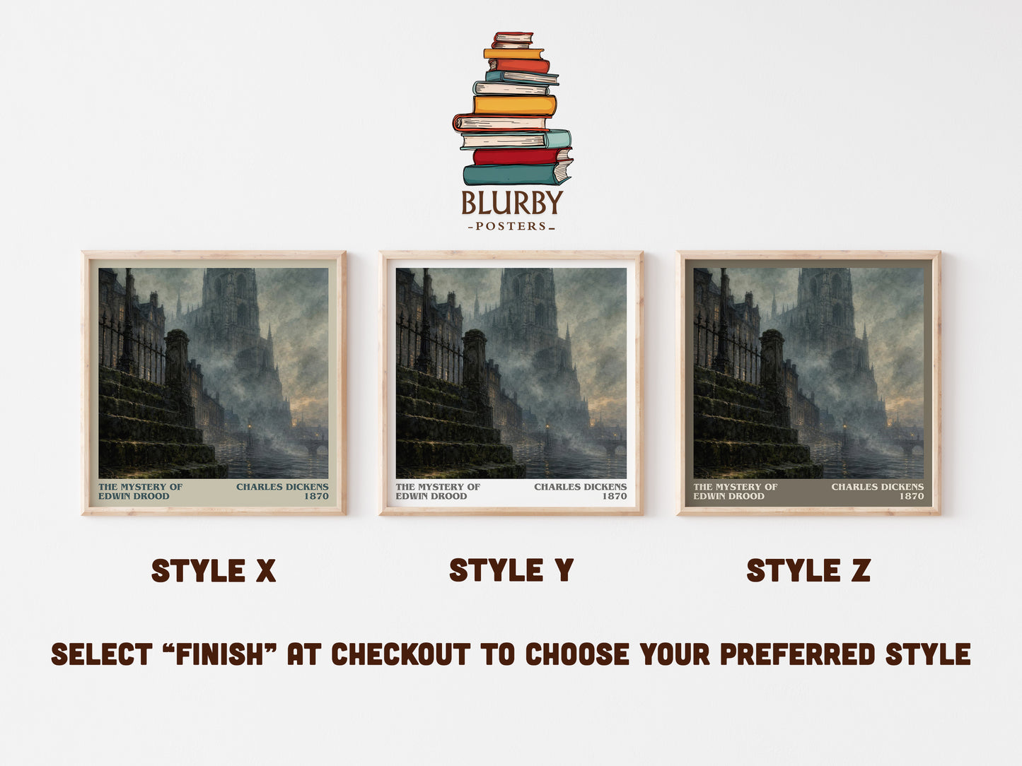 The Mystery Of Edwin Drood literary print in frame leaning in hallway – mystery wall art