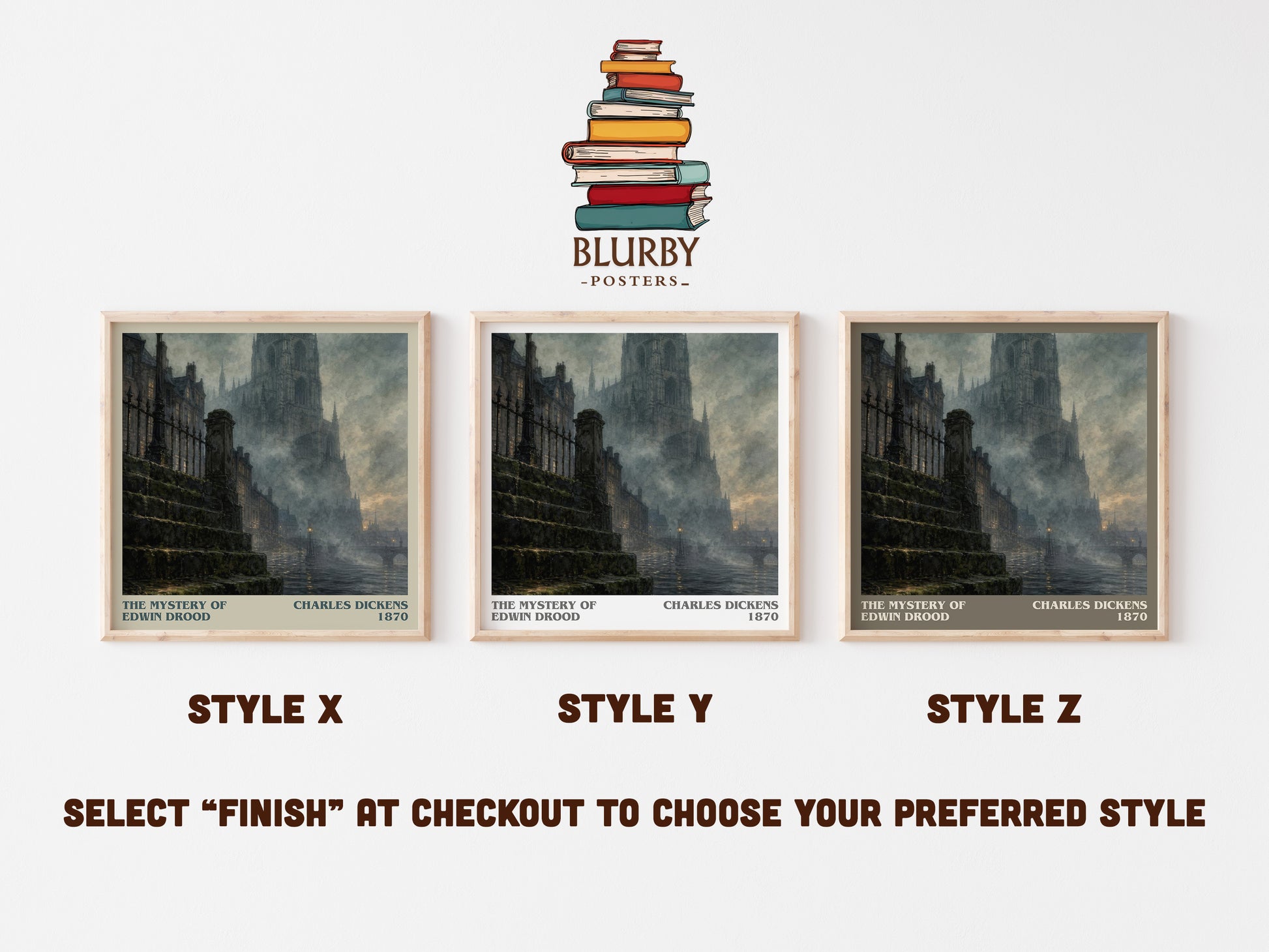 The Mystery Of Edwin Drood literary print in frame leaning in hallway – mystery wall art