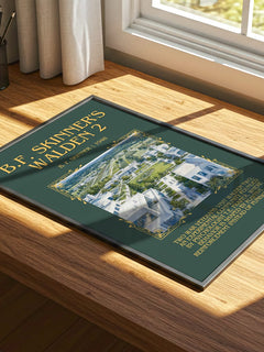 B.F. Skinner's Walden 2 Minimalist Book Poster by B. F. Skinner – print on a sunlit desk