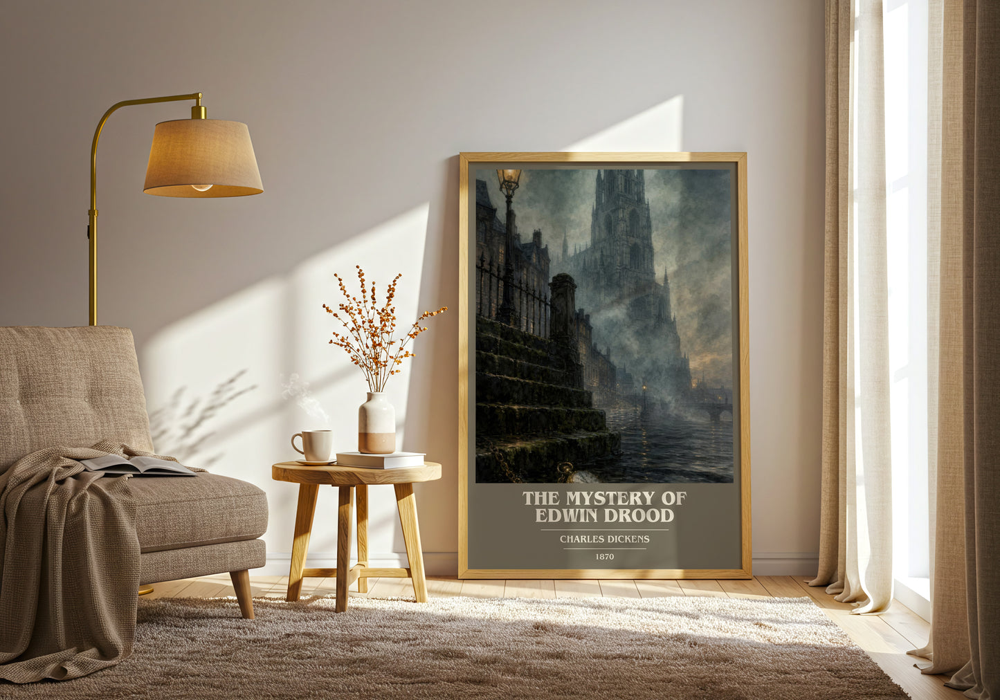 The Mystery Of Edwin Drood book cover print on bookshelf – Charles Dickens fan gift