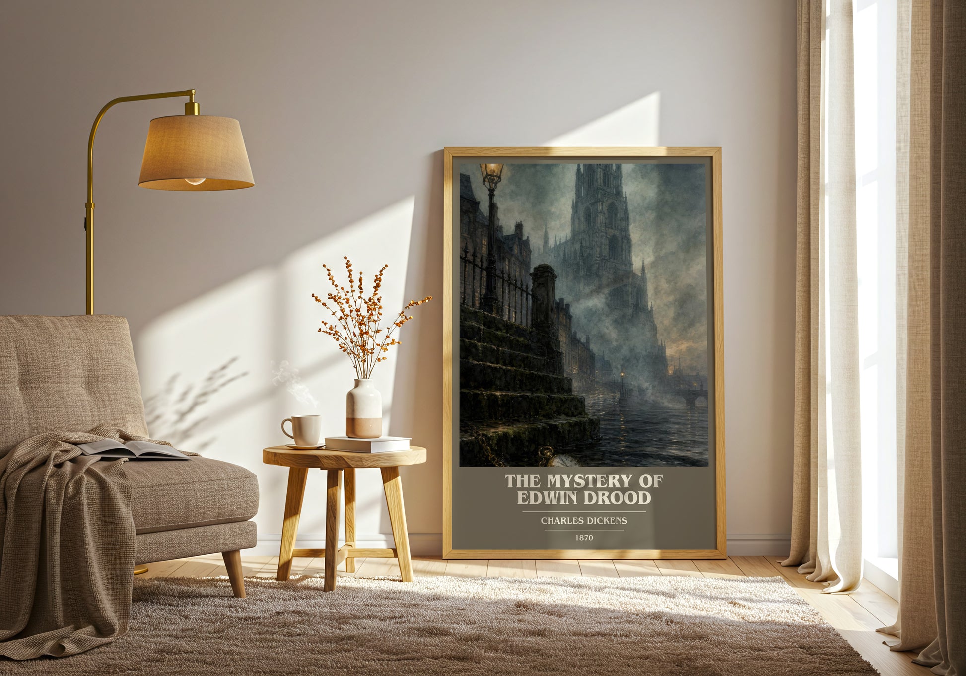 The Mystery Of Edwin Drood book cover print on bookshelf – Charles Dickens fan gift