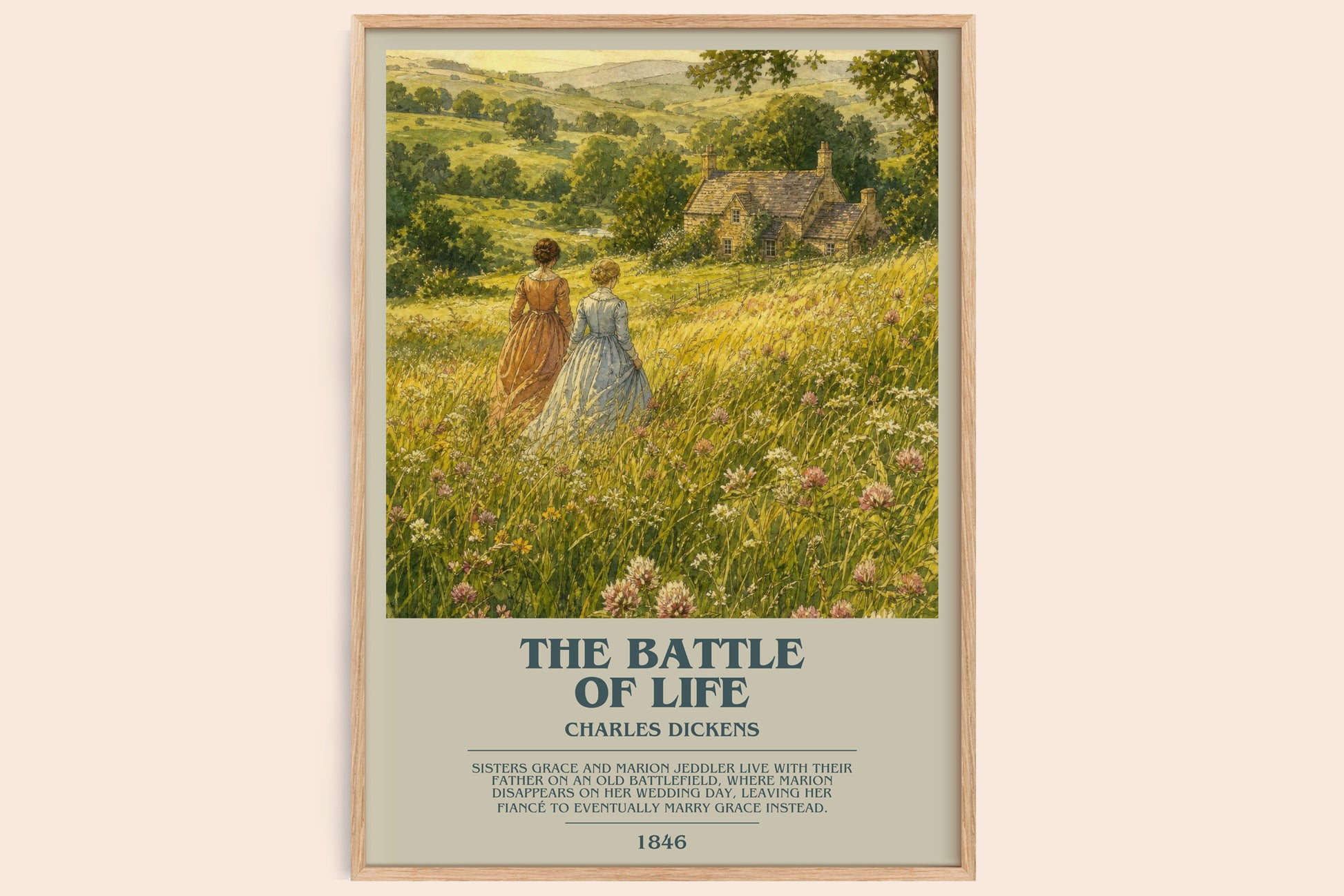 The Battle Of Life bookish book poster by Charles Dickens – framed literary art print
