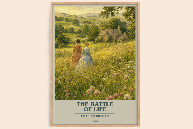The Battle Of Life book cover book poster by Charles Dickens – framed literary art print