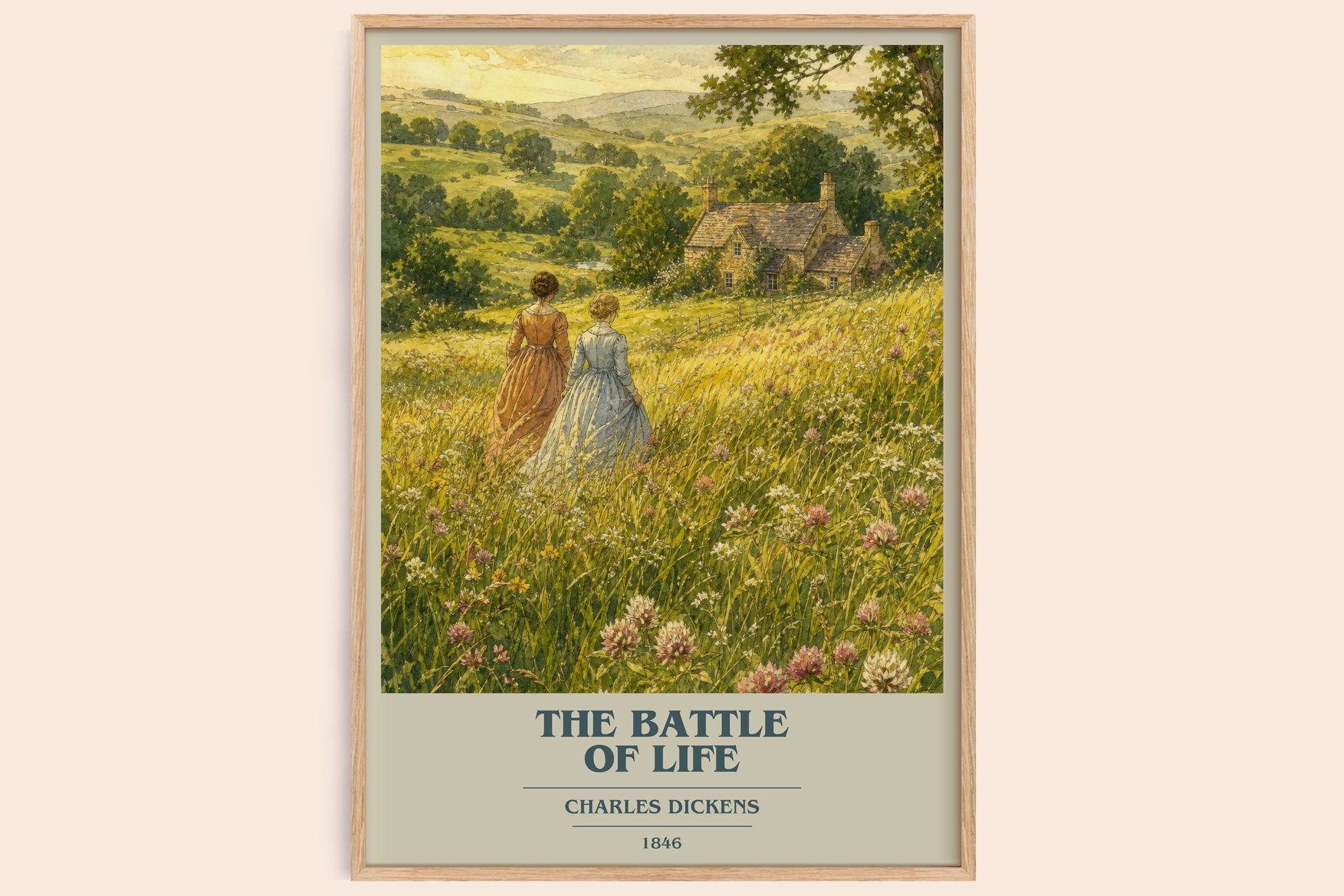 The Battle Of Life book cover book poster by Charles Dickens – framed literary art print