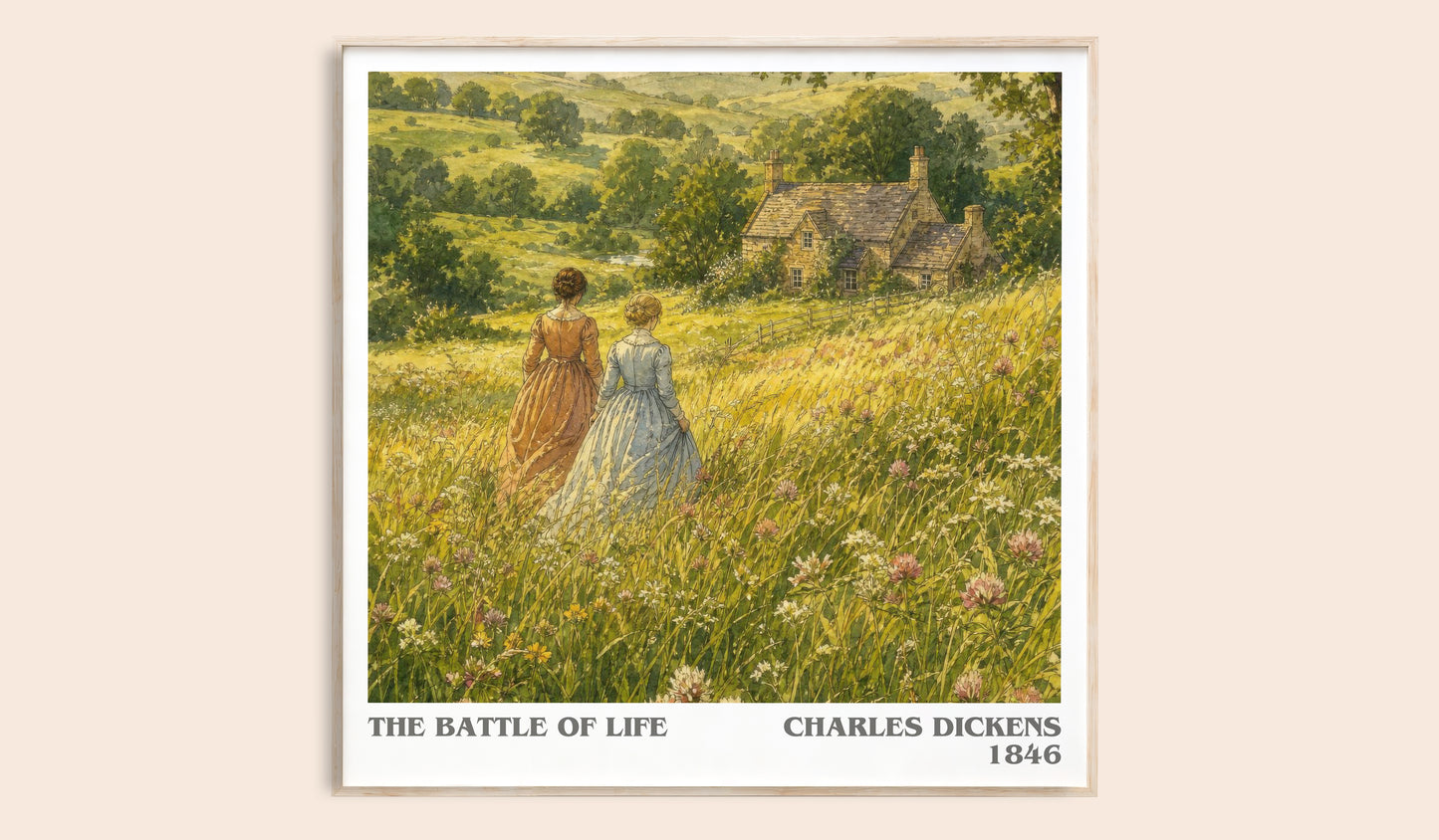 The Battle Of Life literary book poster by Charles Dickens – framed literary art print