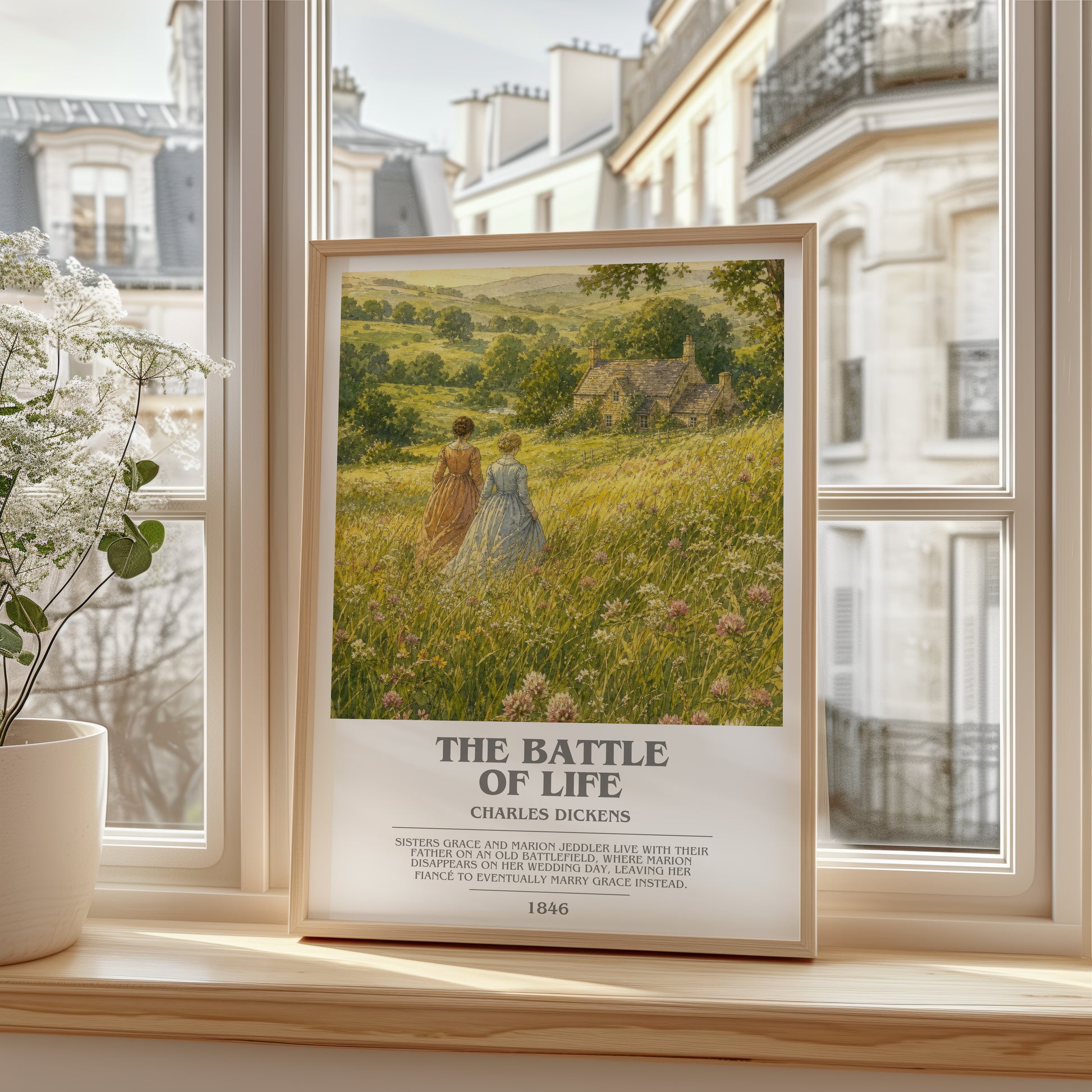The Battle Of Life bookish poster colour and style options – Charles Dickens book art