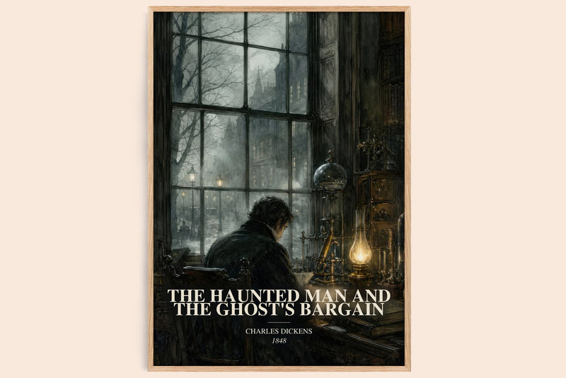The Haunted Man And The Ghost'S Bargain watercolour book poster by Charles Dickens – framed literary art print