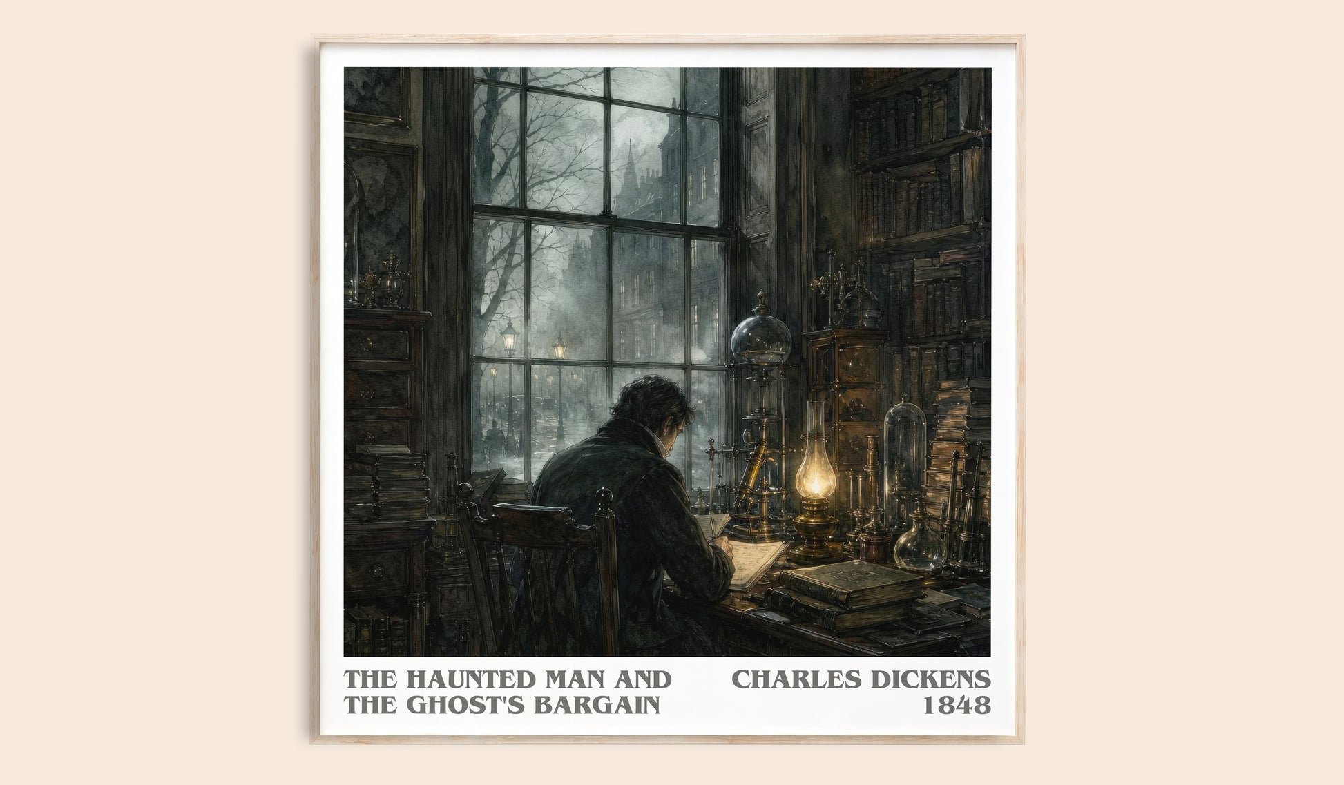 The Haunted Man And The Ghost'S Bargain literary book poster by Charles Dickens – framed literary art print