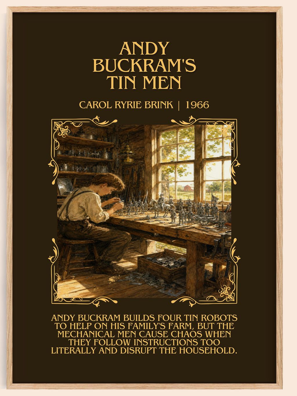 Andy Buckram's Tin Men Minimalist Book Poster by Carol Ryrie Brink – book poster