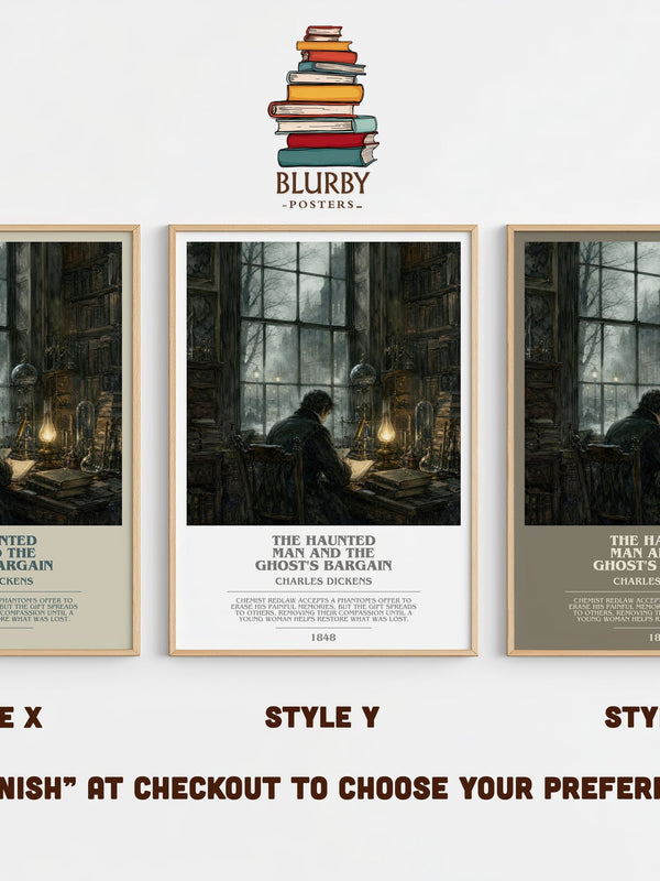 The Haunted Man And The Ghost'S Bargain bookish print in frame leaning in hallway – gothic wall art