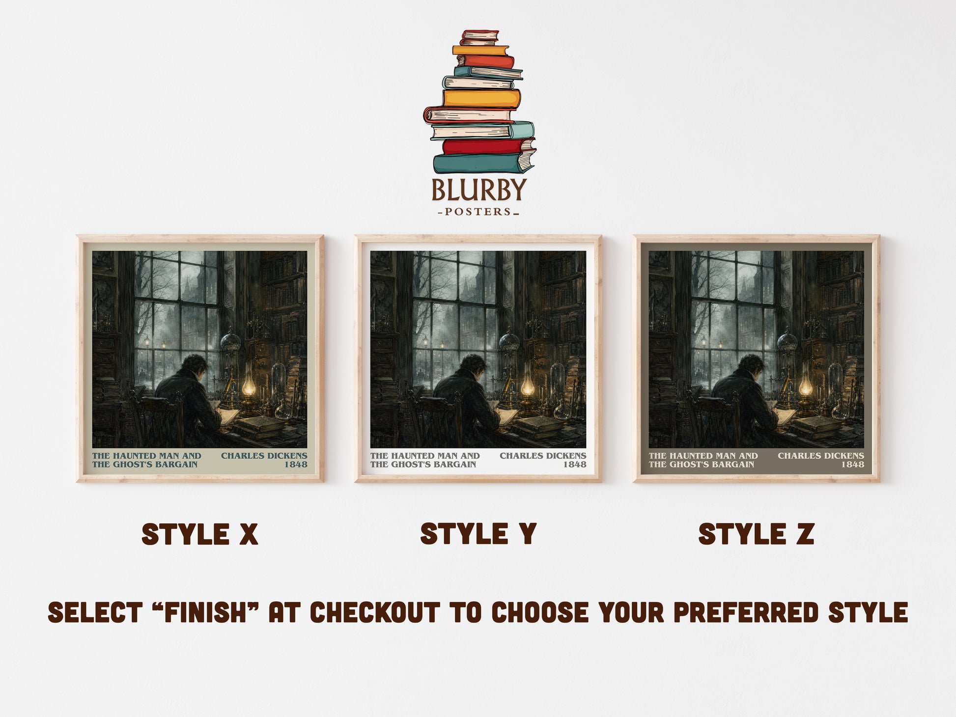 The Haunted Man And The Ghost'S Bargain literary print in frame leaning in hallway – gothic wall art